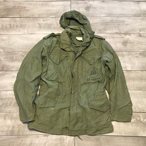 Vintage US Army M65 OG107 Vietnam Field Coat Jacket 1970s Seabees Size Small Reg